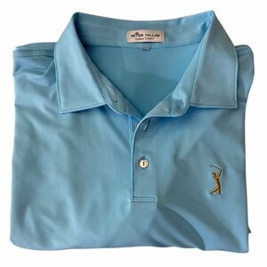 Peter Millar Men XXL Light Blue  Short Sleeve Collar Stretch Pullover Polo Shirt